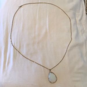 Long gold chain necklace with opal accent